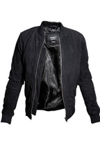 Mens Retro Goat Suede Varsity Leather Bomber Jacket-Athens