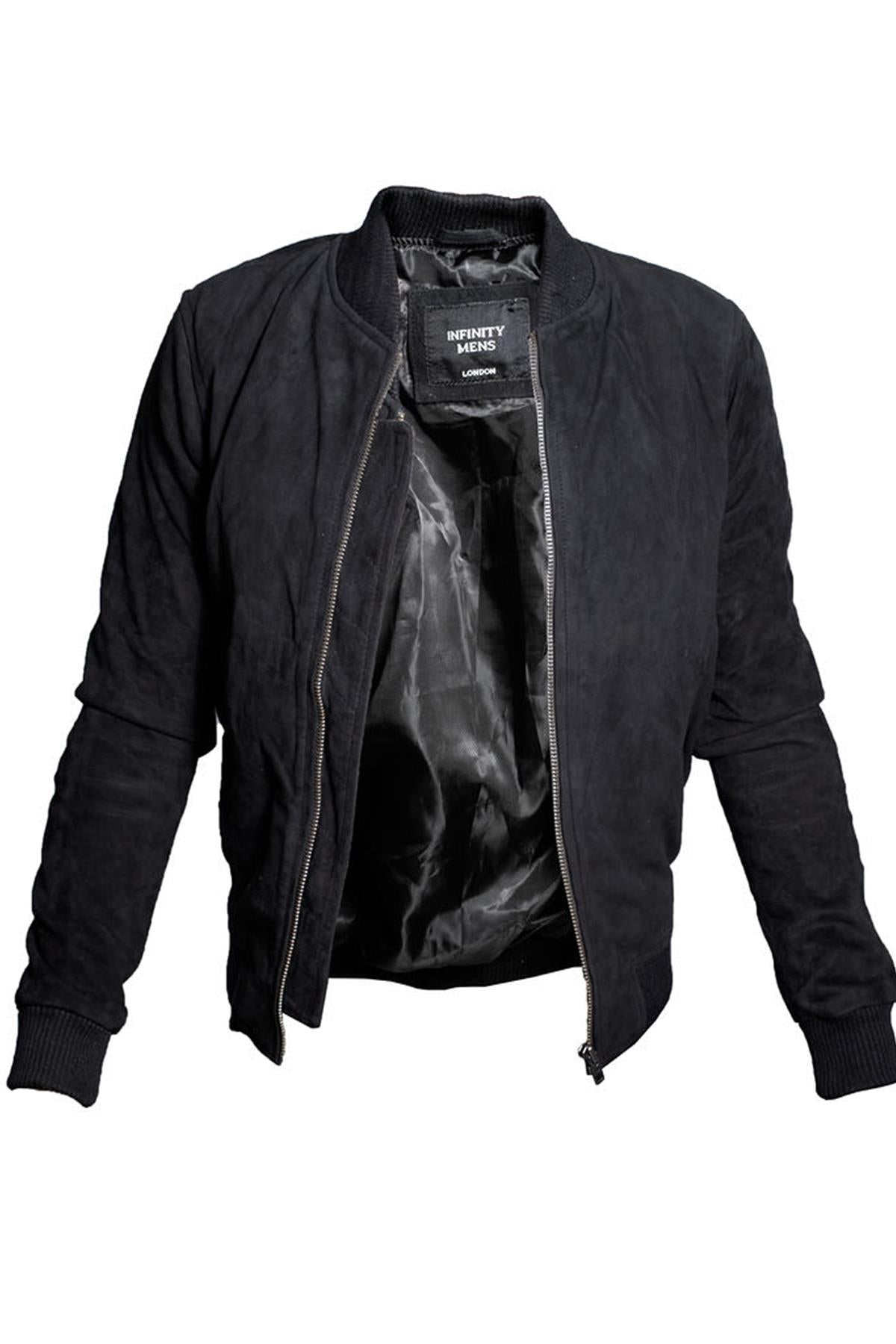 Mens Retro Goat Suede Varsity Leather Bomber Jacket-Athens