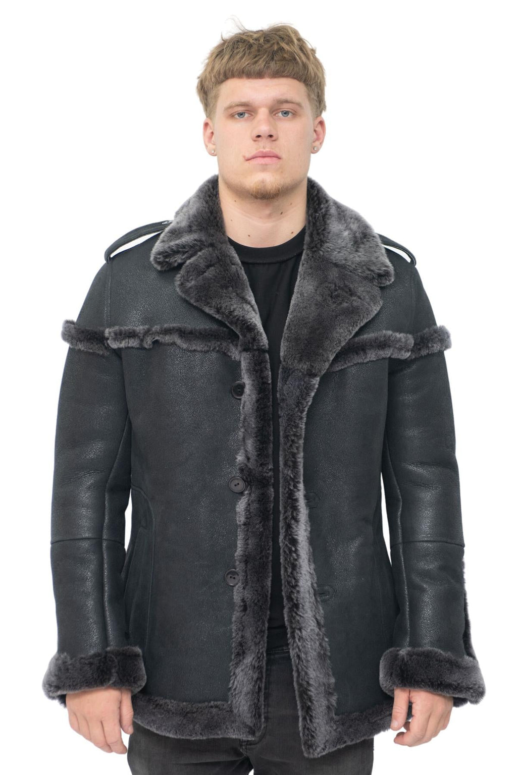 Mens Merino Sheepskin Suede Jacket with Tie Belt-Granada