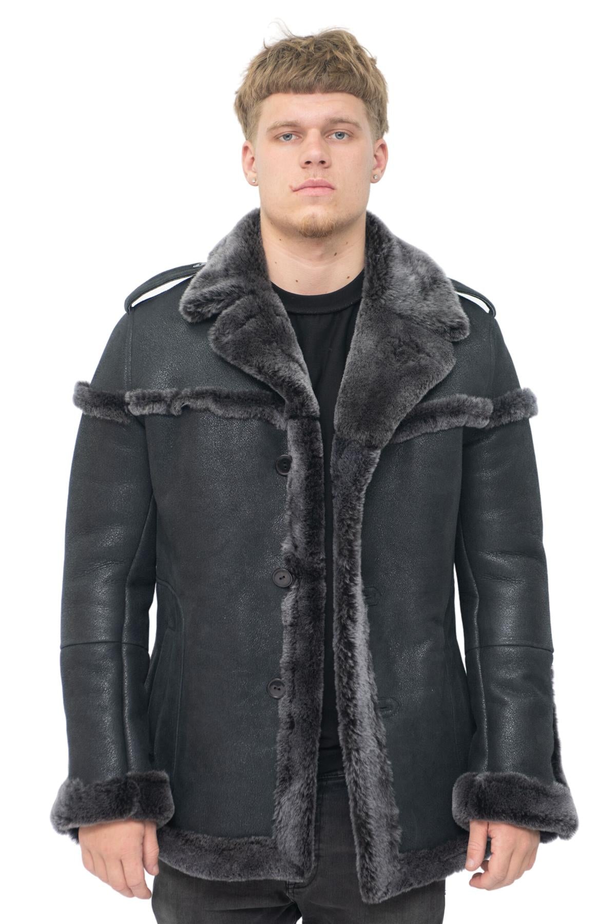 Mens Merino Sheepskin Suede Jacket with Tie Belt-Granada