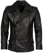 Mens Cowhide Leather Peacoat-Leiden