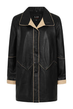 JOSIE Women's Black Lamb Nappa Leather Coat - 3/4 Length
