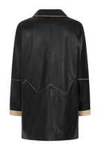 JOSIE Women's Black Lamb Nappa Leather Coat - 3/4 Length