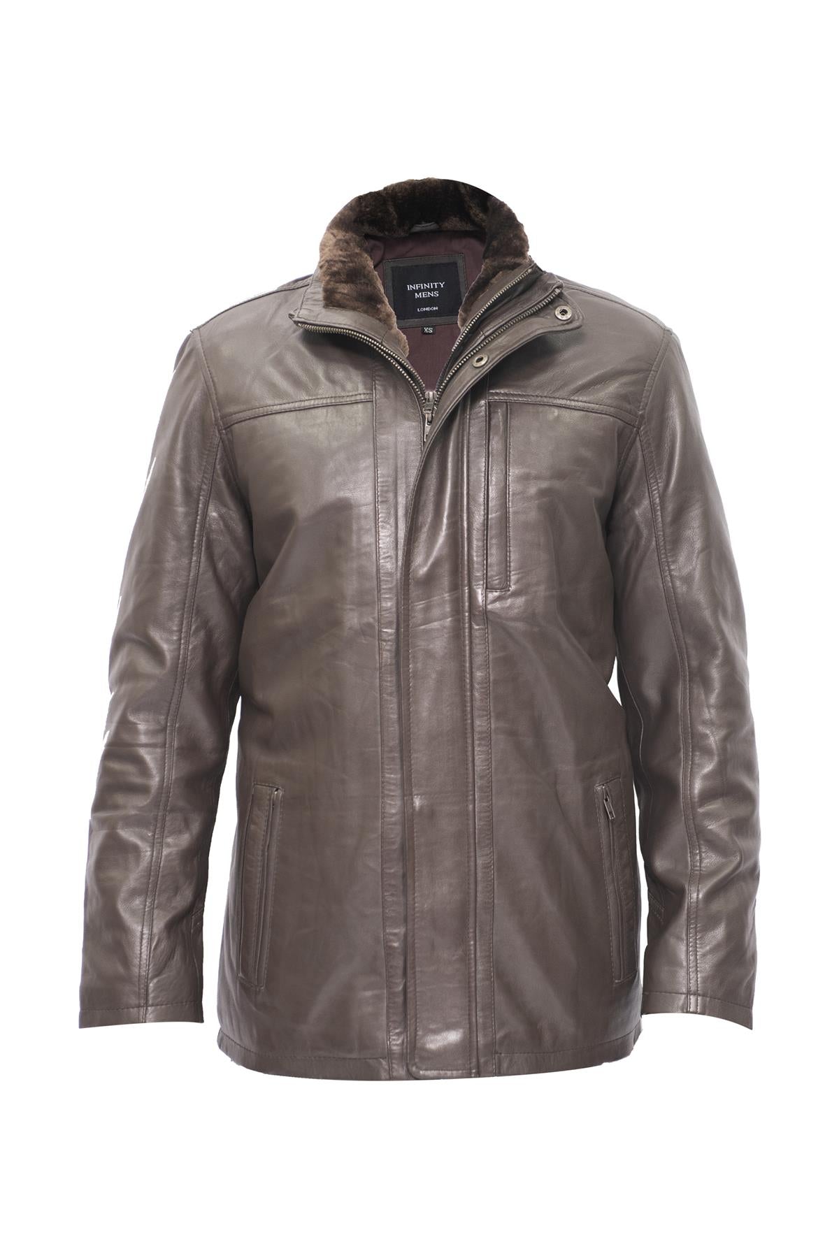 Mens Leather Mid Length Coat-Hanoi