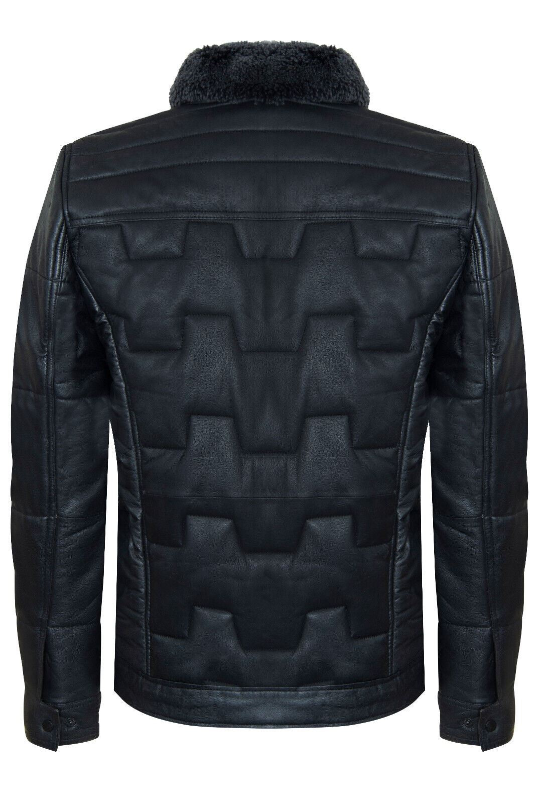 Mens Leather Quilted Puffer Biker Jacket - Thornton