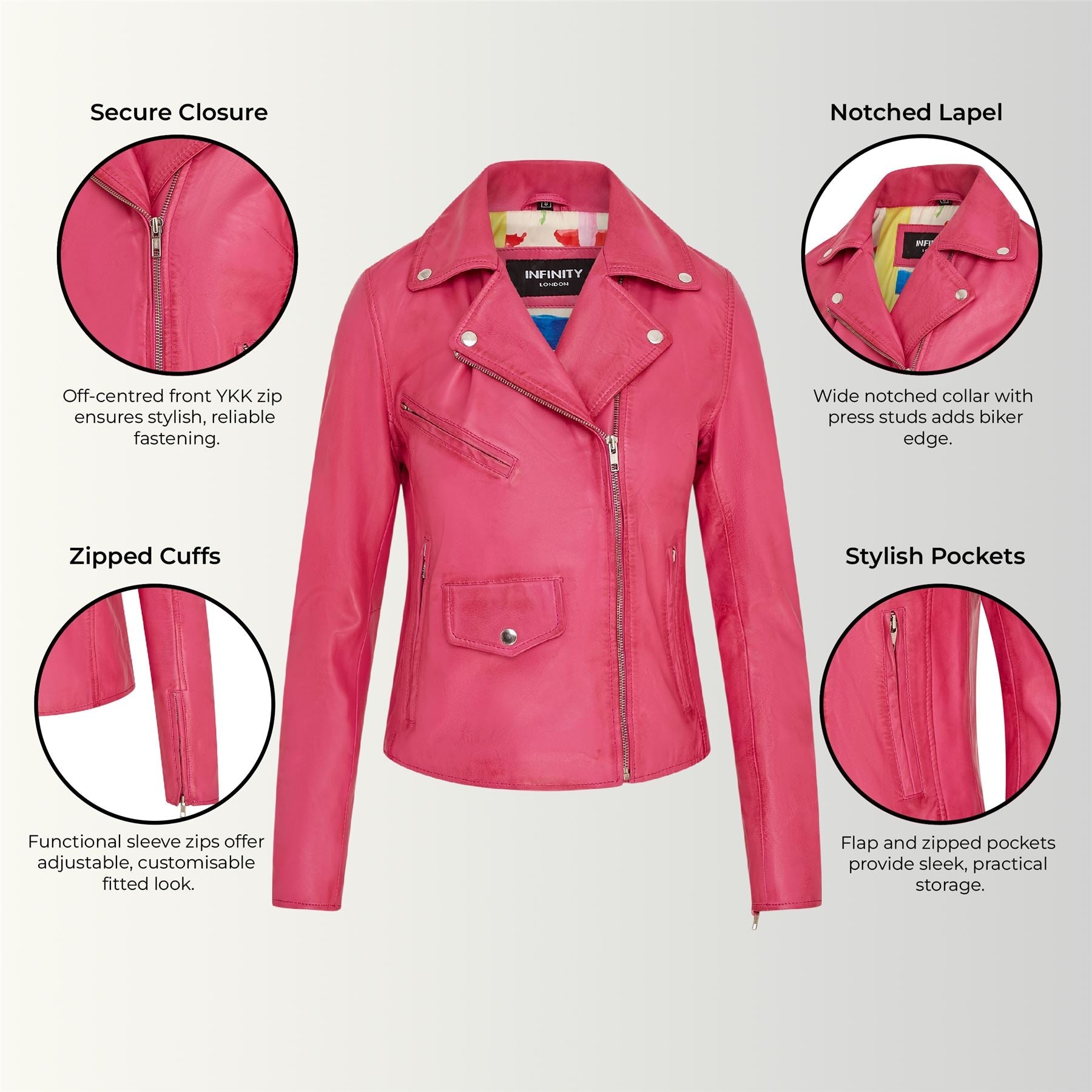 Women's Classic Brando Biker Leather Jacket - Broome