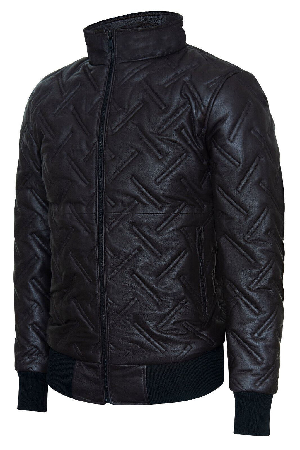 Mens Quilted Leather Bomber Jacket - Taunton