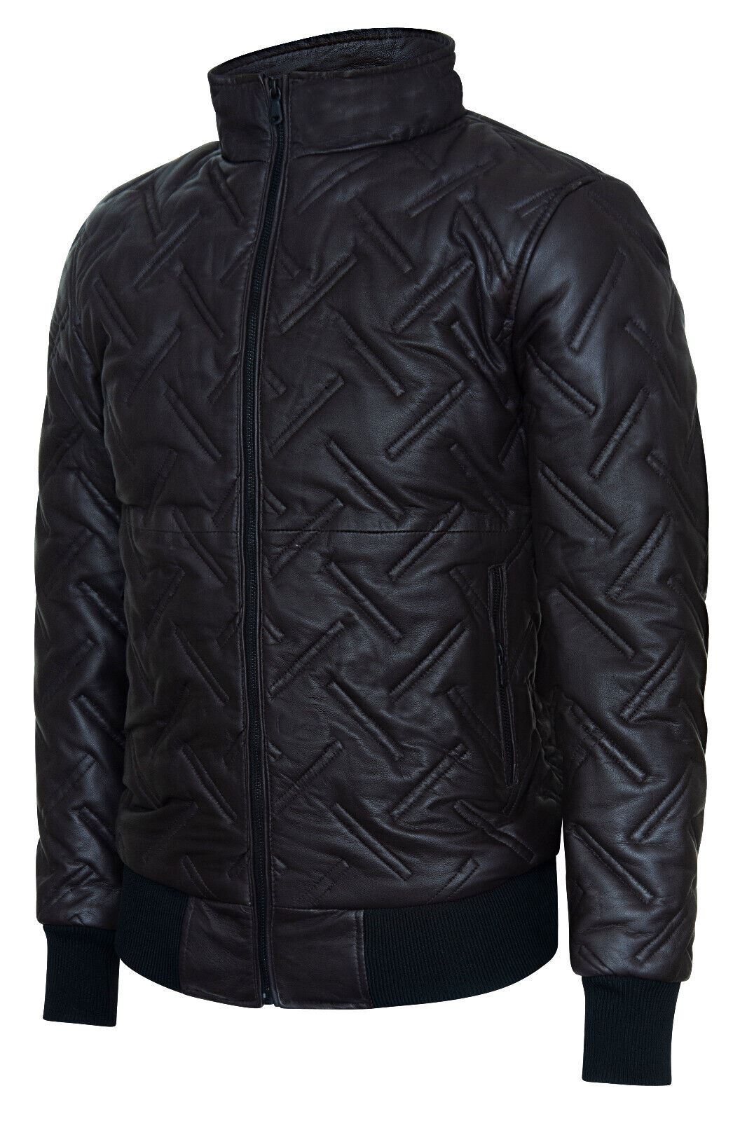 Mens Quilted Leather Bomber Jacket - Taunton