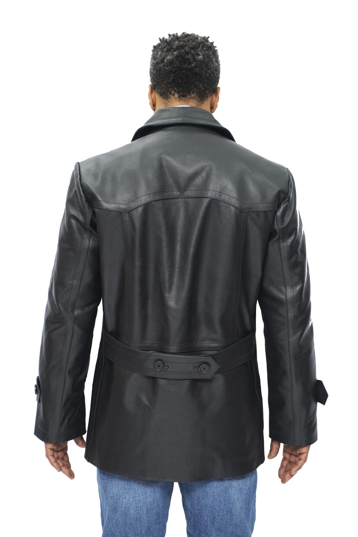 Mens Cowhide Leather Peacoat-Krakaw