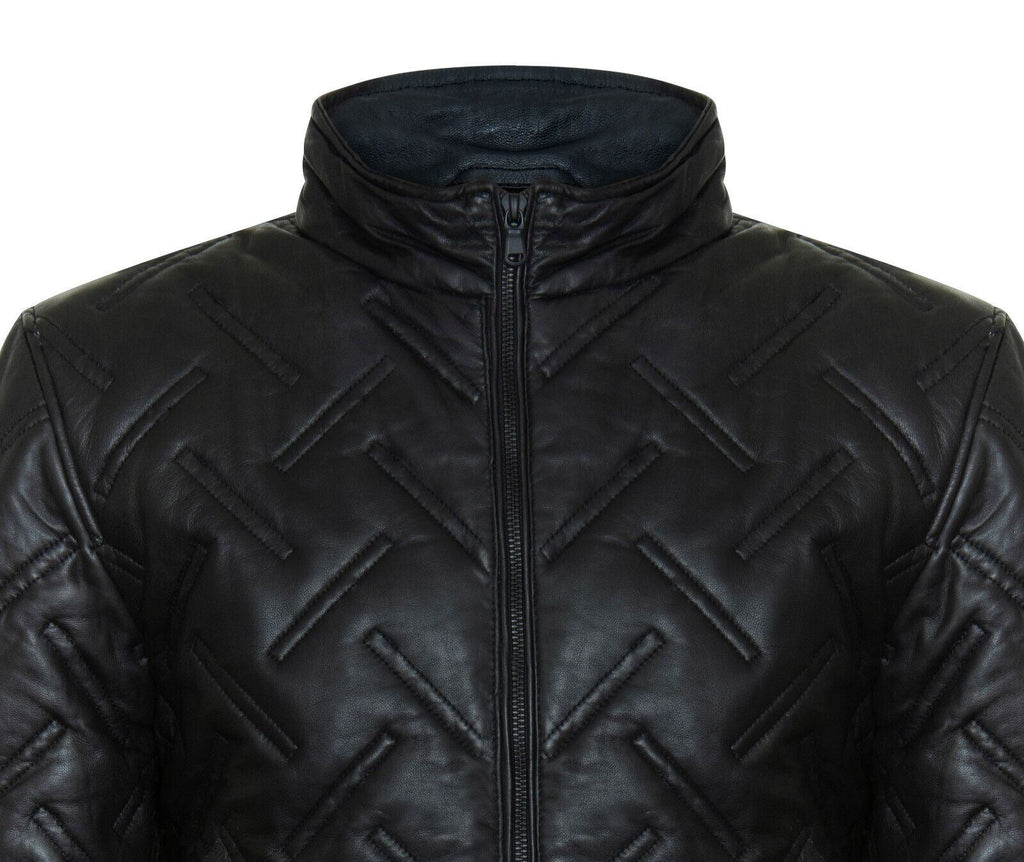 Mens Quilted Leather Bomber Jacket - Taunton