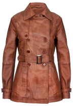 Womens Mid Length Leather Trench Coat -Oakham