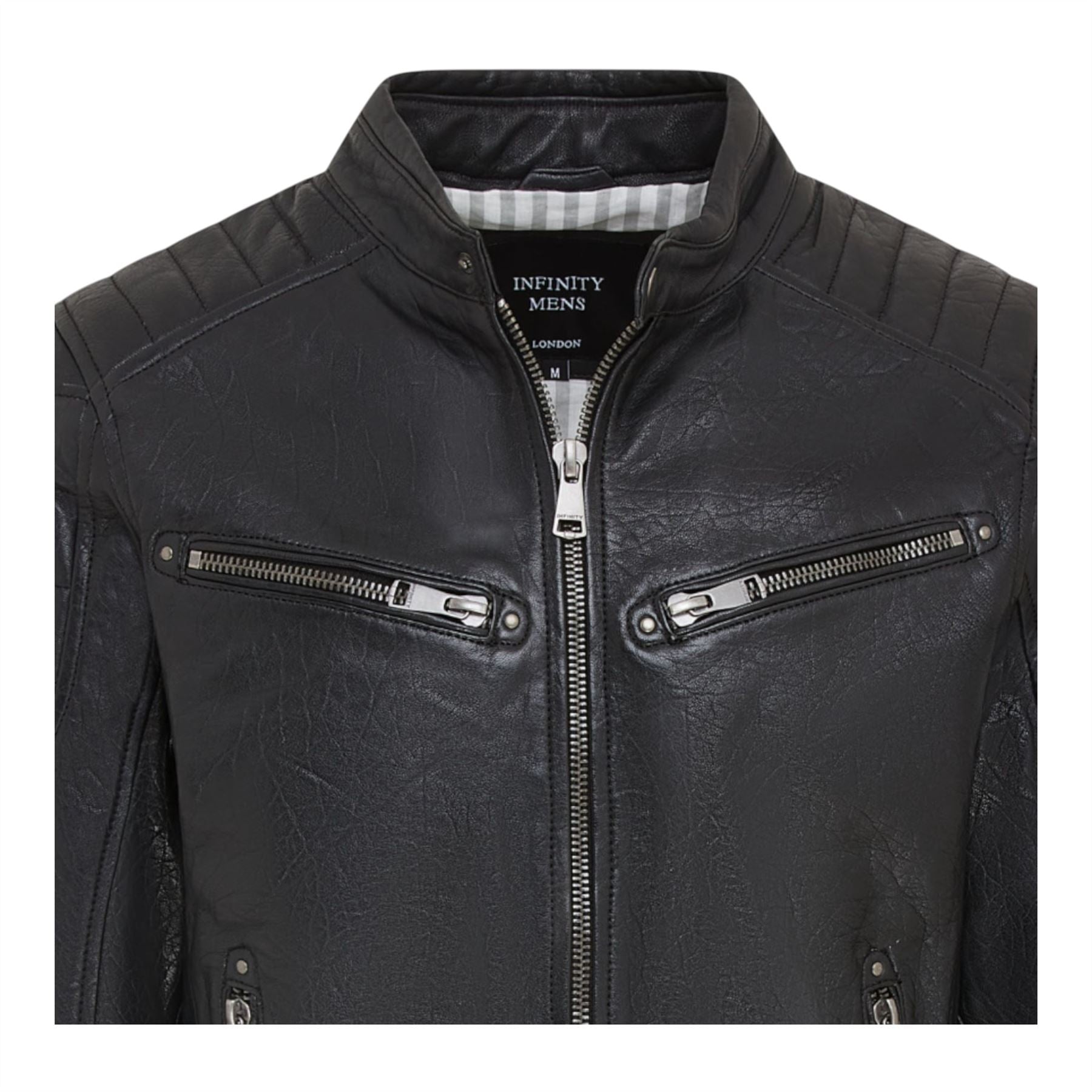 Men's Modern Classic Leather Quilted Biker Jacket - Derry