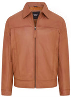 Mens Retro Classic Leather Harrington Biker Jacket - Drammen