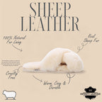 Women's Sheepskin Slippers Beige Warm Winter Fur Crossover - Snowbelle