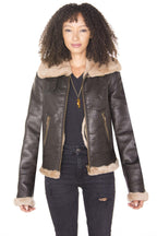 Womens Brown B3 Sheepskin Leather Flying Jacket-Kayseri