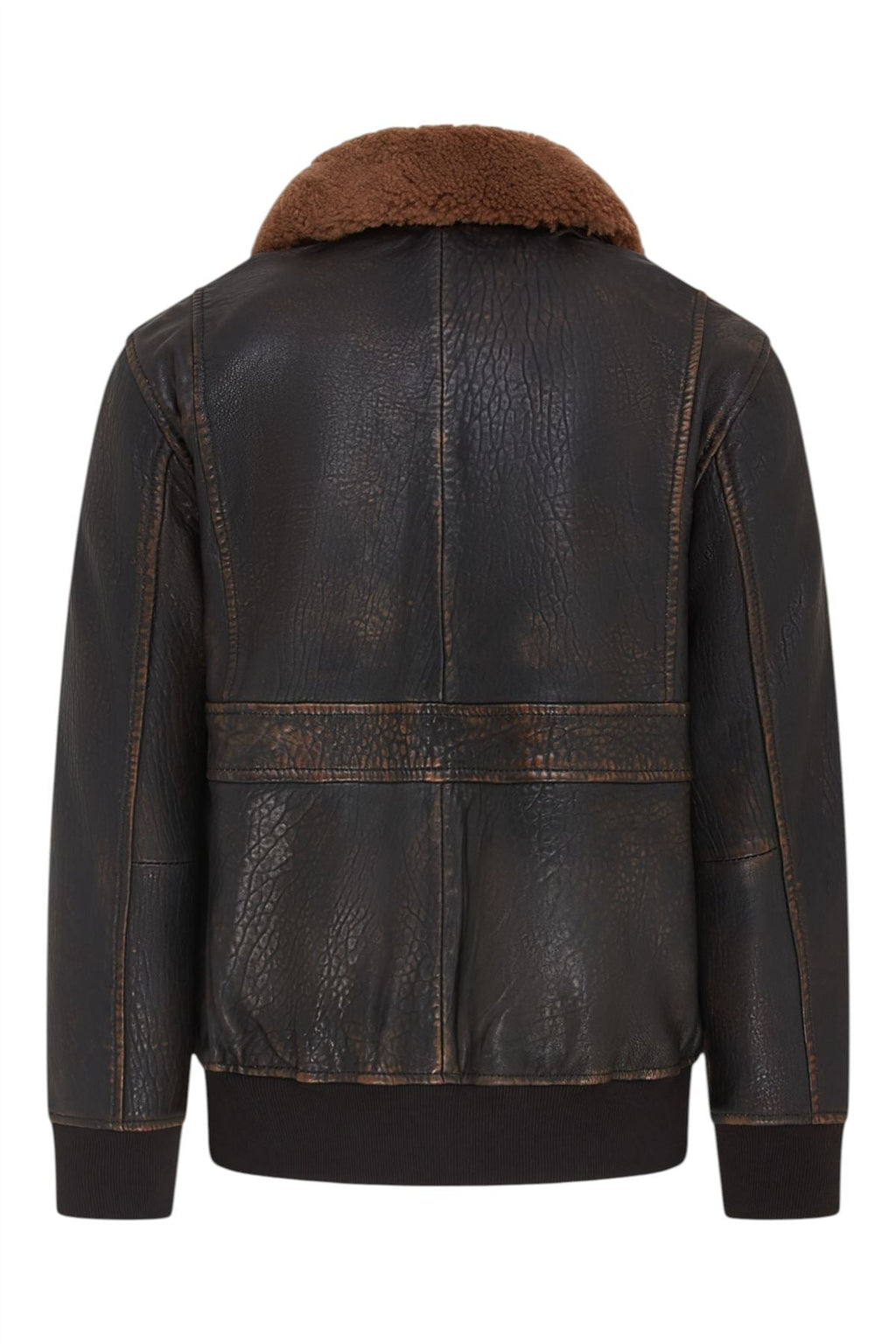 Men's Brown Leather Bomber Sheepskin Collar G-1 Pilot Jacket - Trick