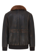 Men's Brown Leather Bomber Sheepskin Collar G-1 Pilot Jacket - Trick