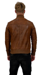 Mens Retro MA-1 Leather Bomber Jacket-Arlington