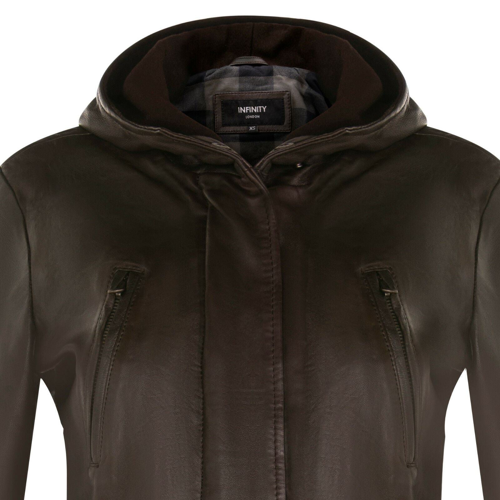 Womens Leather Hooded Parka Jacket-Bucharest