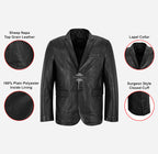 Milano Men's 2 Button Leather Blazer Sports Jacket
