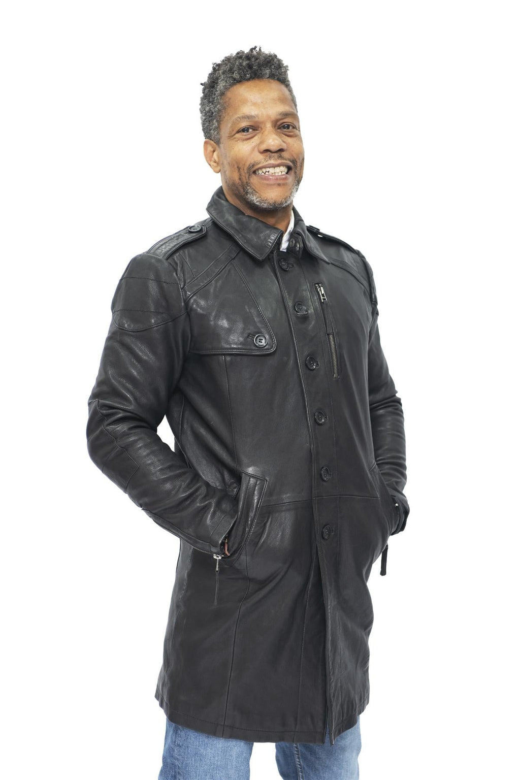 Mens Leather Trench Coat-Hamburg