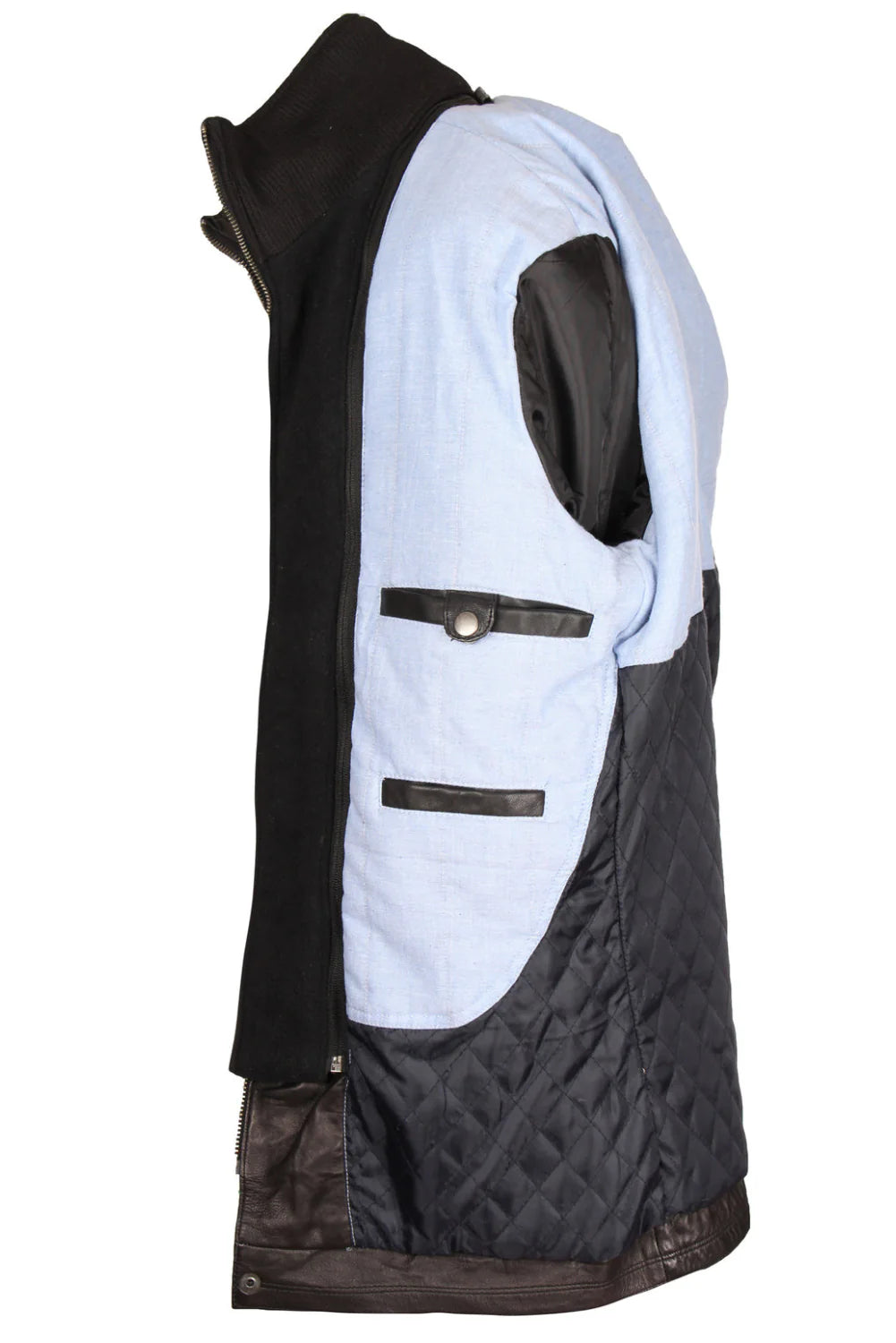 Three Quarter Black Leather Jacket - 3/4 Length Coat