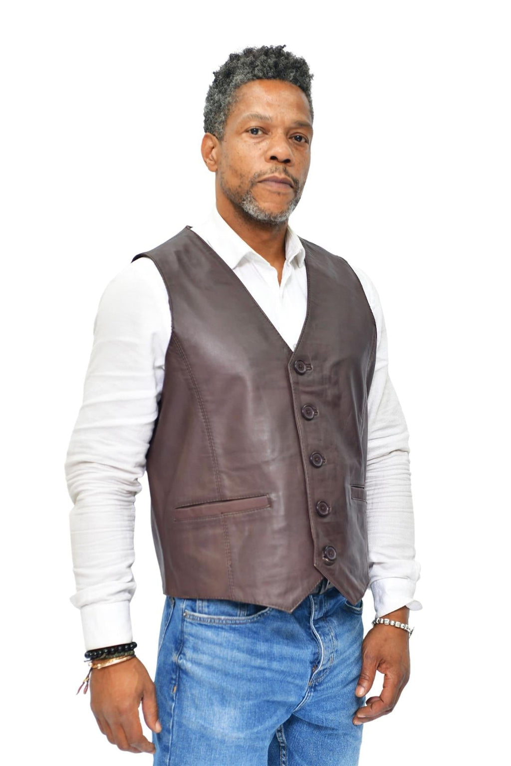 Mens Classic Leather Waistcoat-Chester