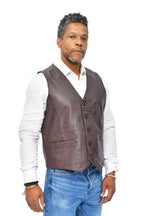 Mens Classic Leather Waistcoat-Chester
