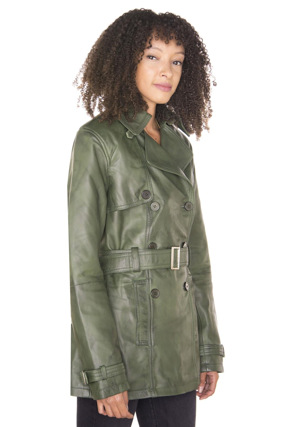 Womens Nappa Leather Trench Coat-Mosul
