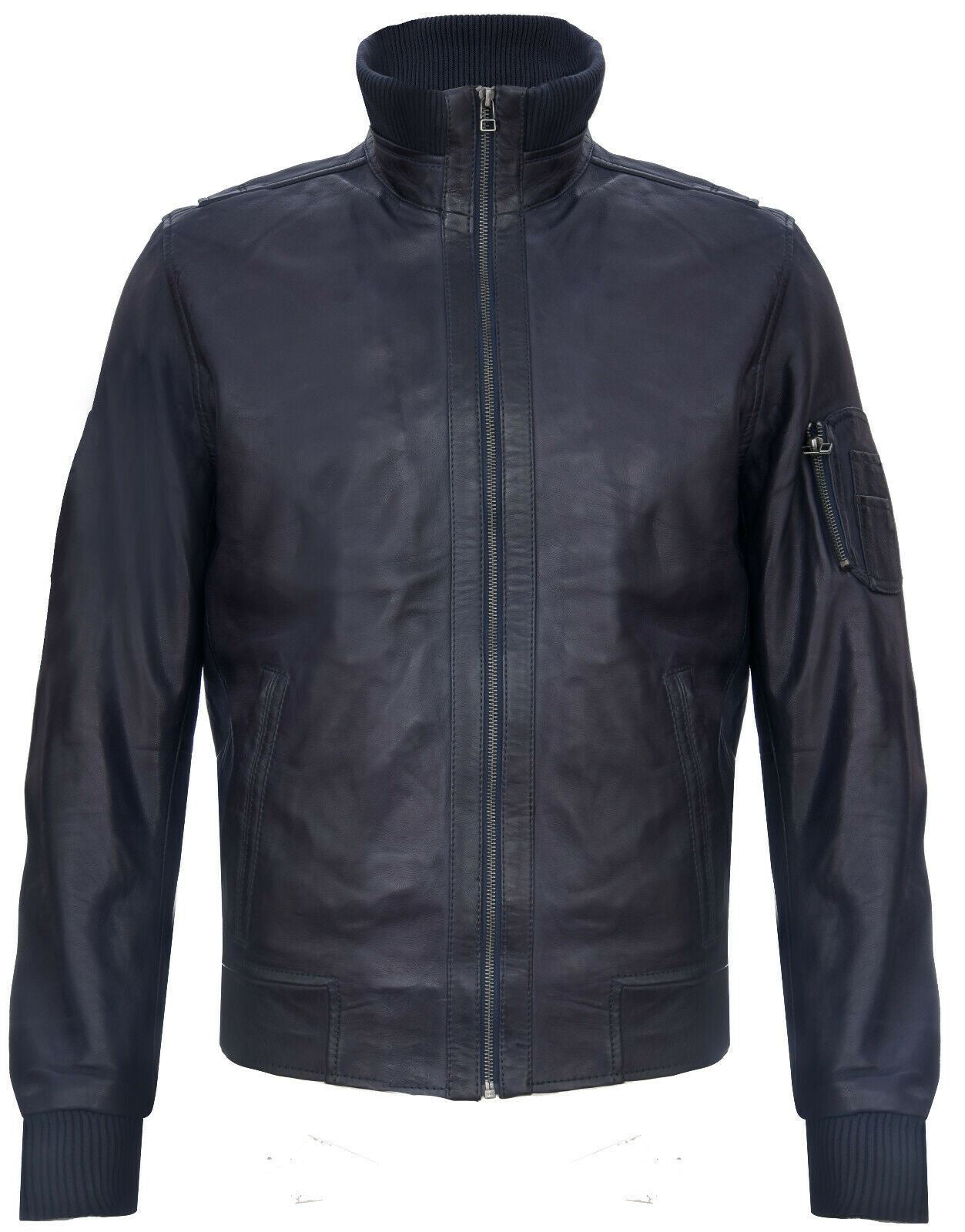 Mens Leather Varsity Bomber Jacket-Adana