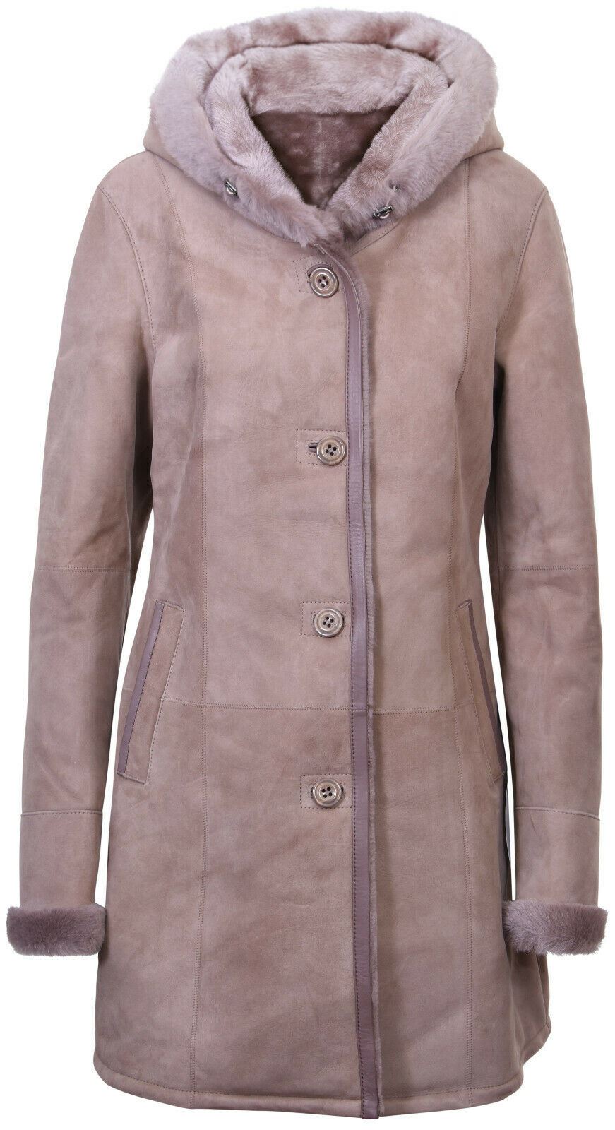 Womens Suede Merino Sheepskin Parka Coat-Tripoli