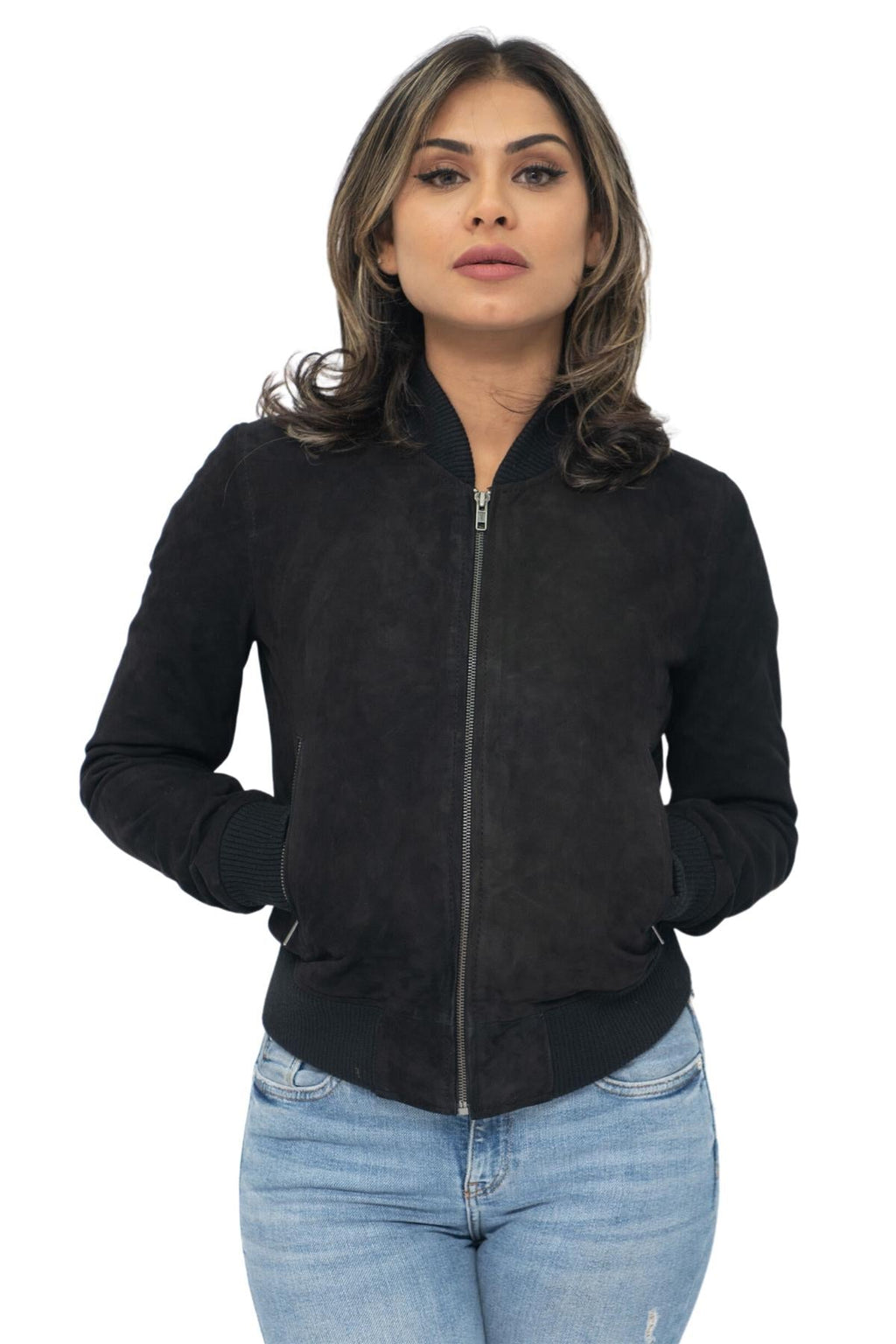 Womens MA-1 Suede Bomber Jacket-Arnhem
