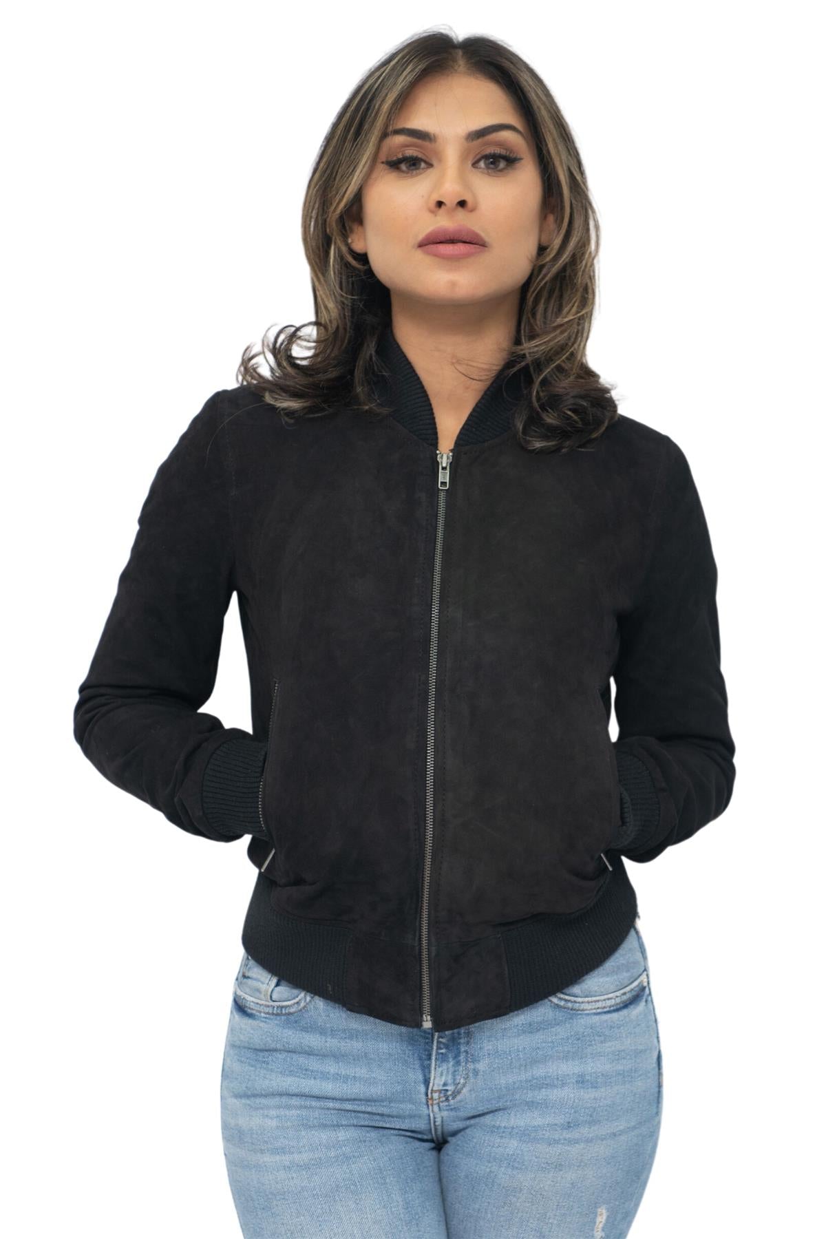Womens MA-1 Suede Bomber Jacket-Arnhem