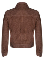 Mens Suede Trucker Shirt Denim Leather Jacket