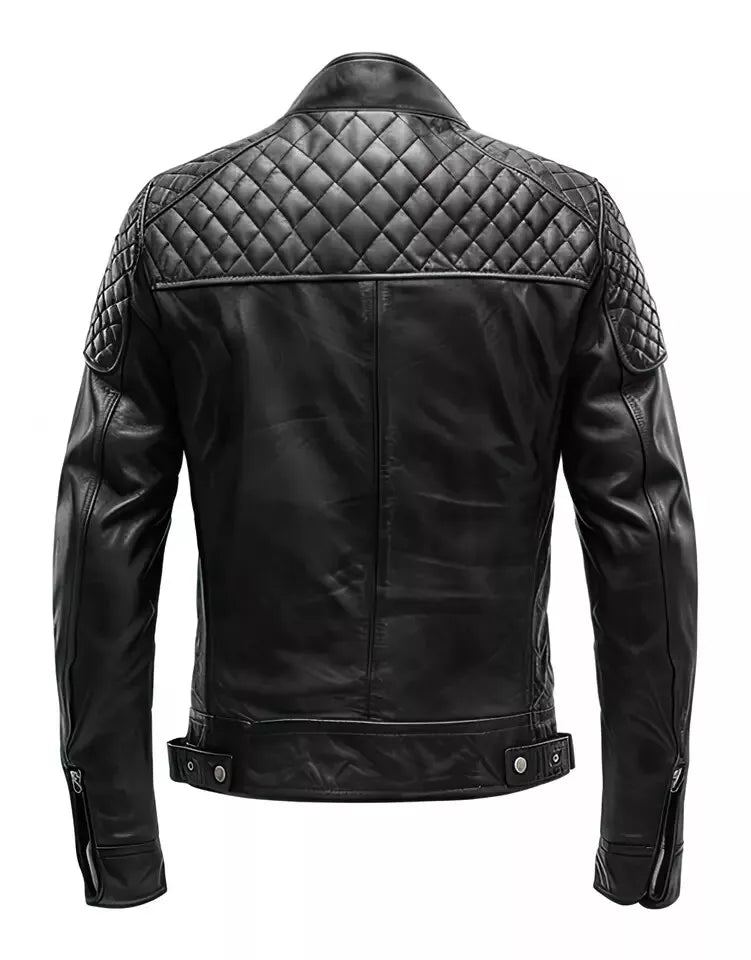 Mens Antique Vintage Black Leather Jacket | Men's Retro Motorcycle Jacket | Slimfit Cafe Racer Lambskin Leather Jacket (Copy)
