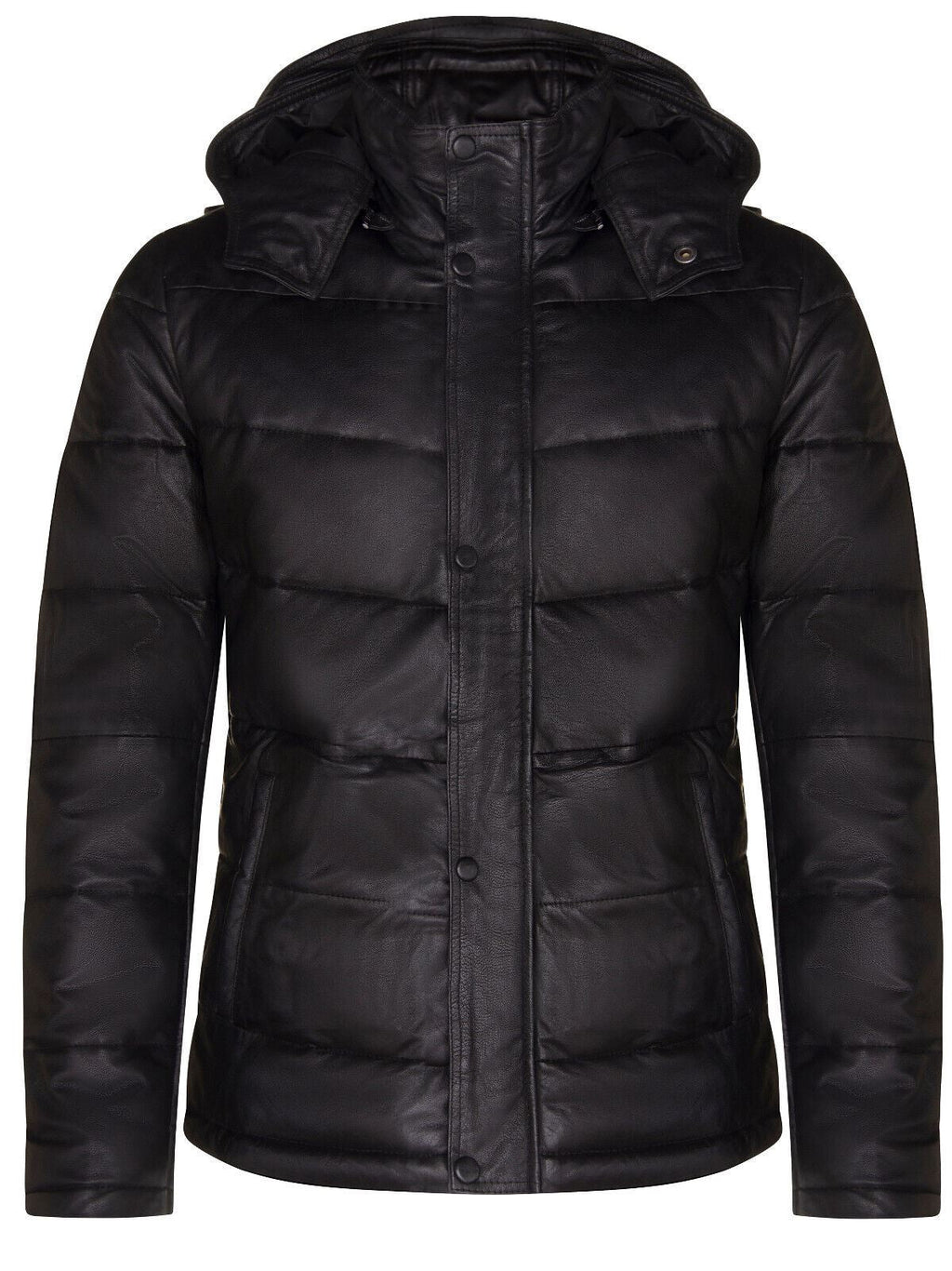 Mens Puffer Leather Bomber Jacket-Alicante