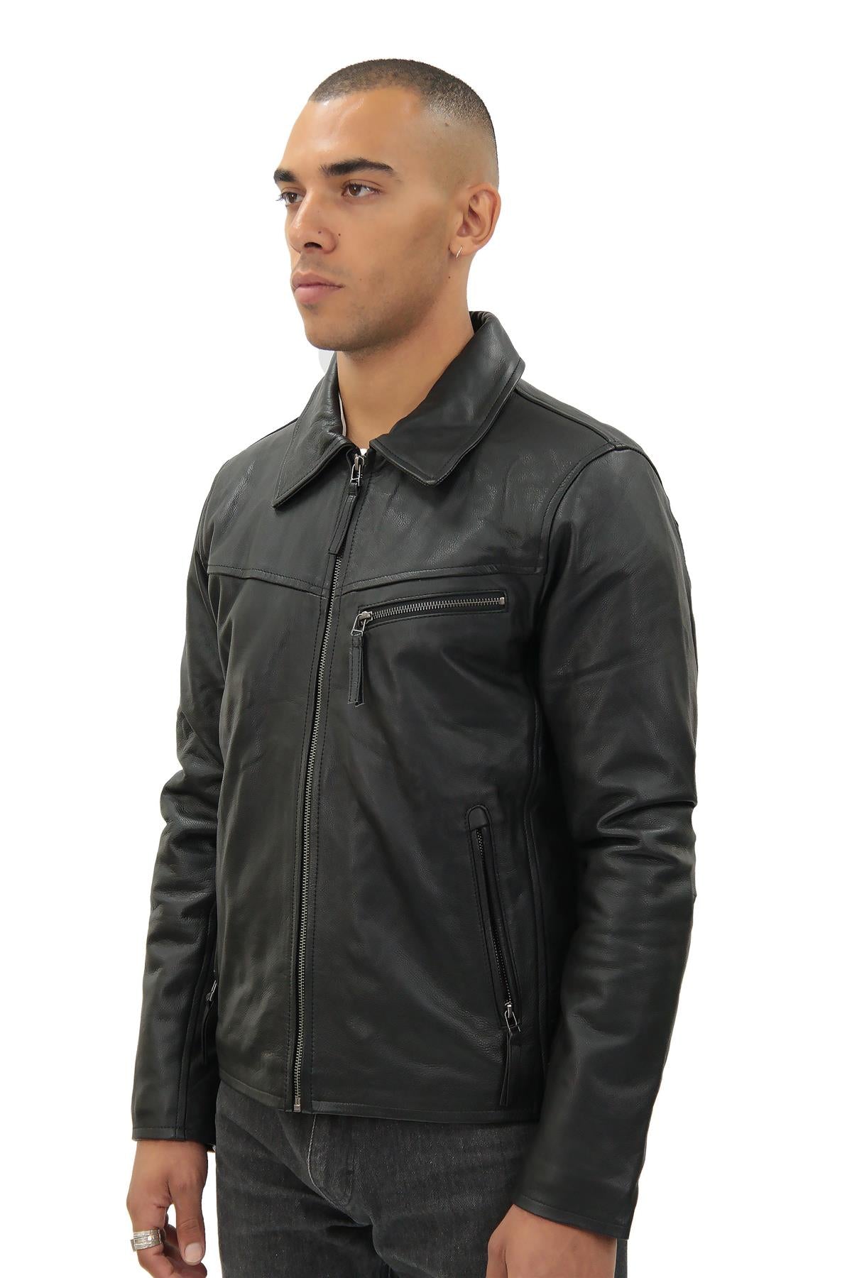 Men's Harrington Cow Hide Leather Jacket-Lima