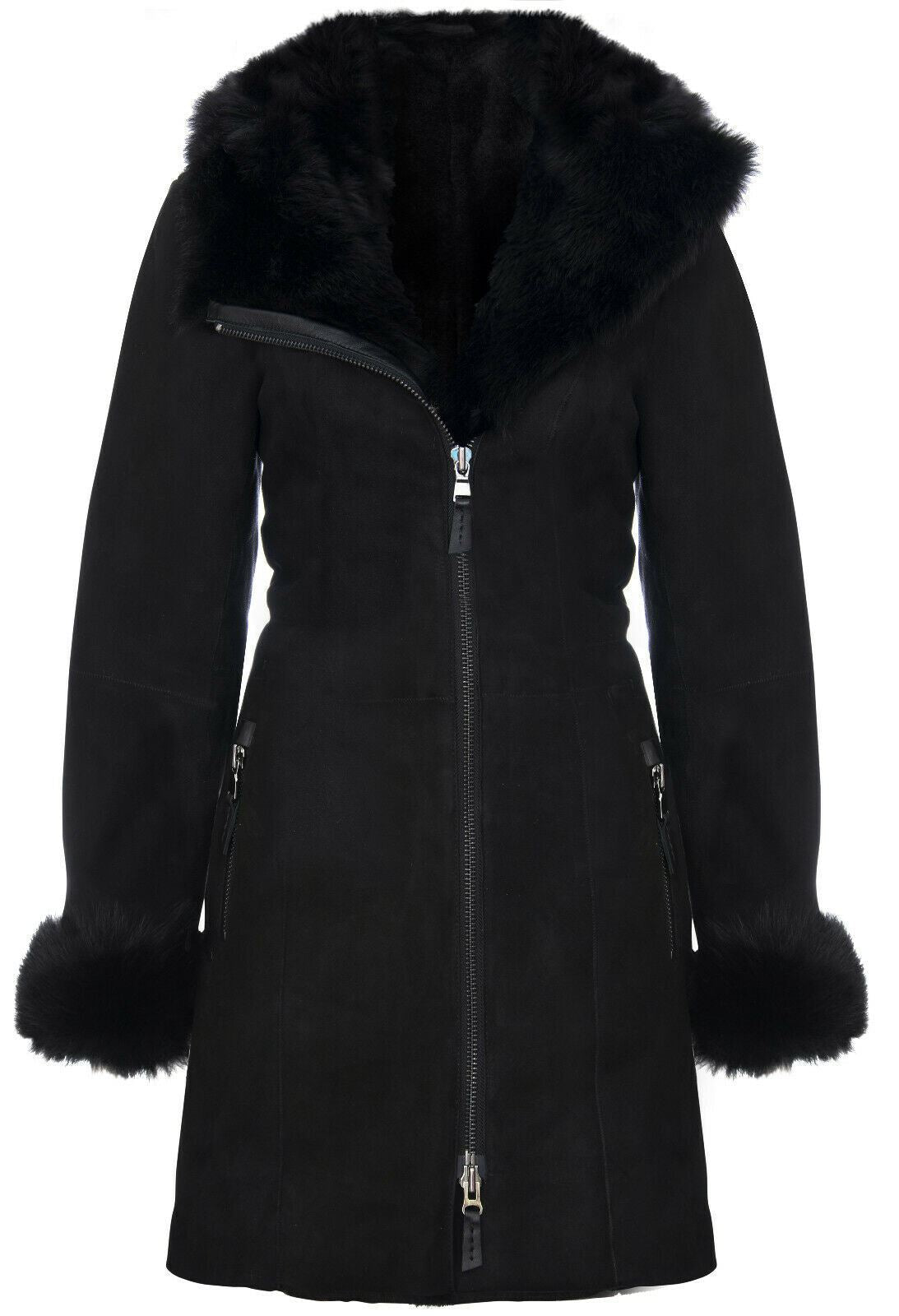 Ladies Suede Merino Sheepskin Coat-Samara