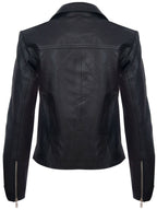 Womens Leather Shawl Wrap Biker Jacket - Riga