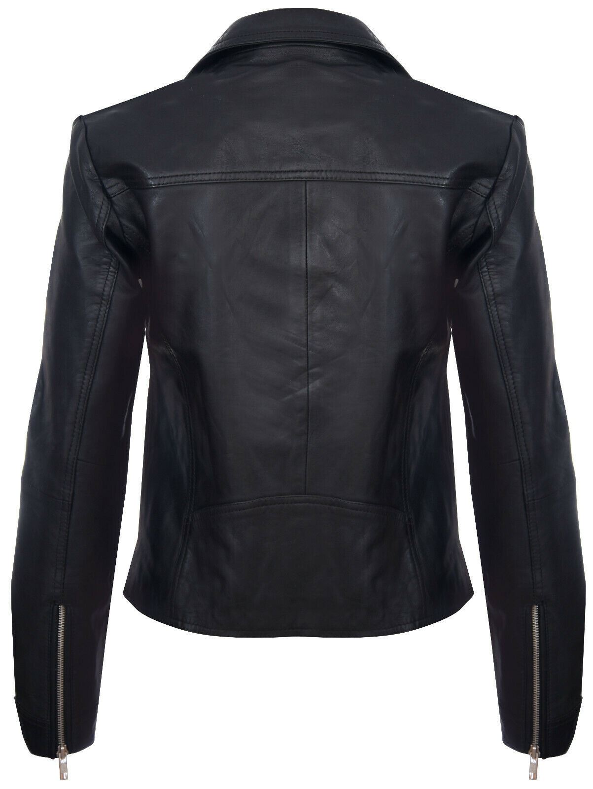 Womens Leather Shawl Wrap Biker Jacket - Riga