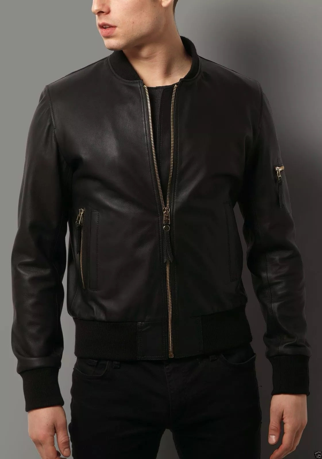 Men's Lambskin Leather Motorcycle Biker Jacket