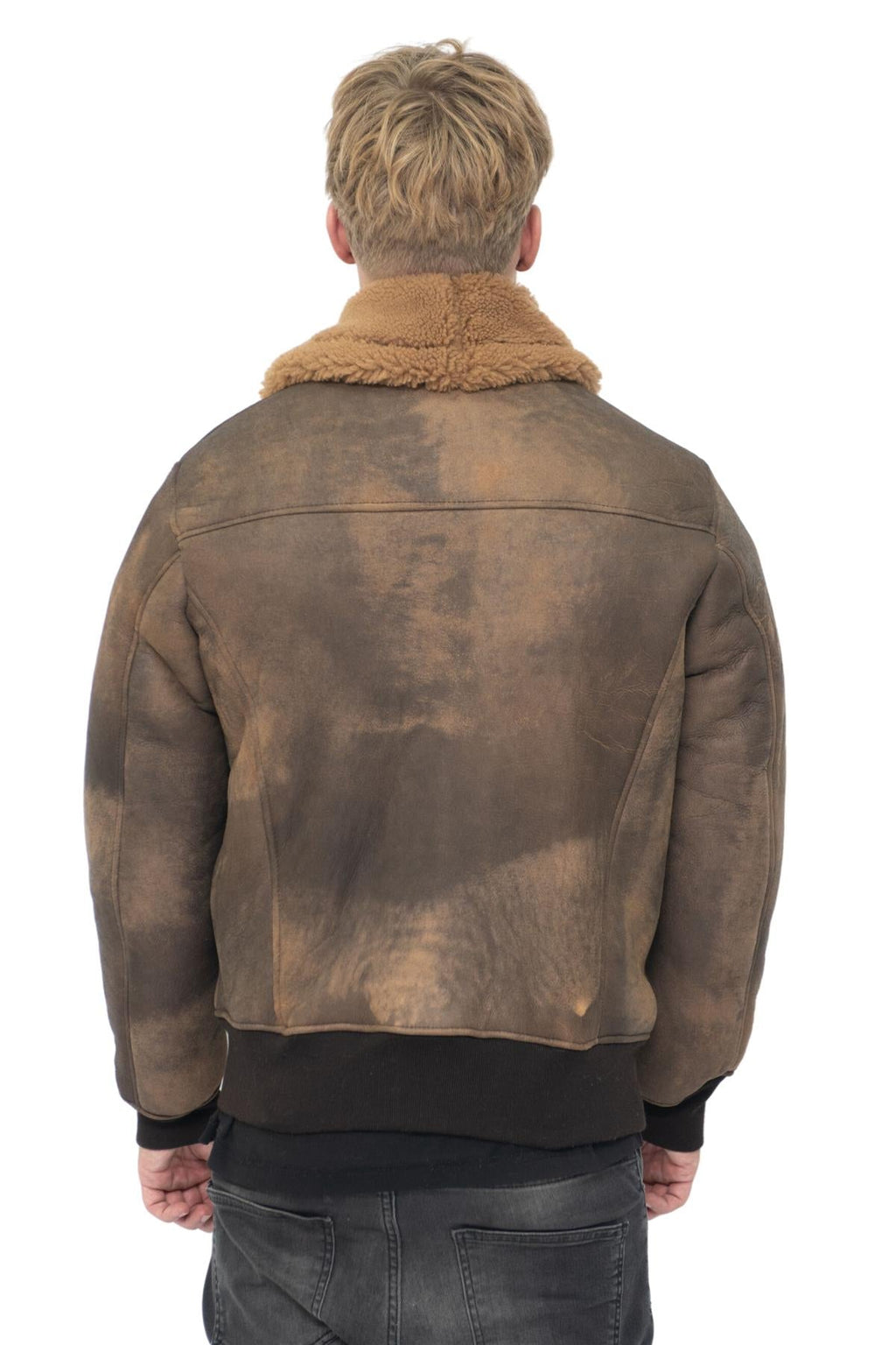 Mens Antique Sheepskin Bomber Jacket-Algorta
