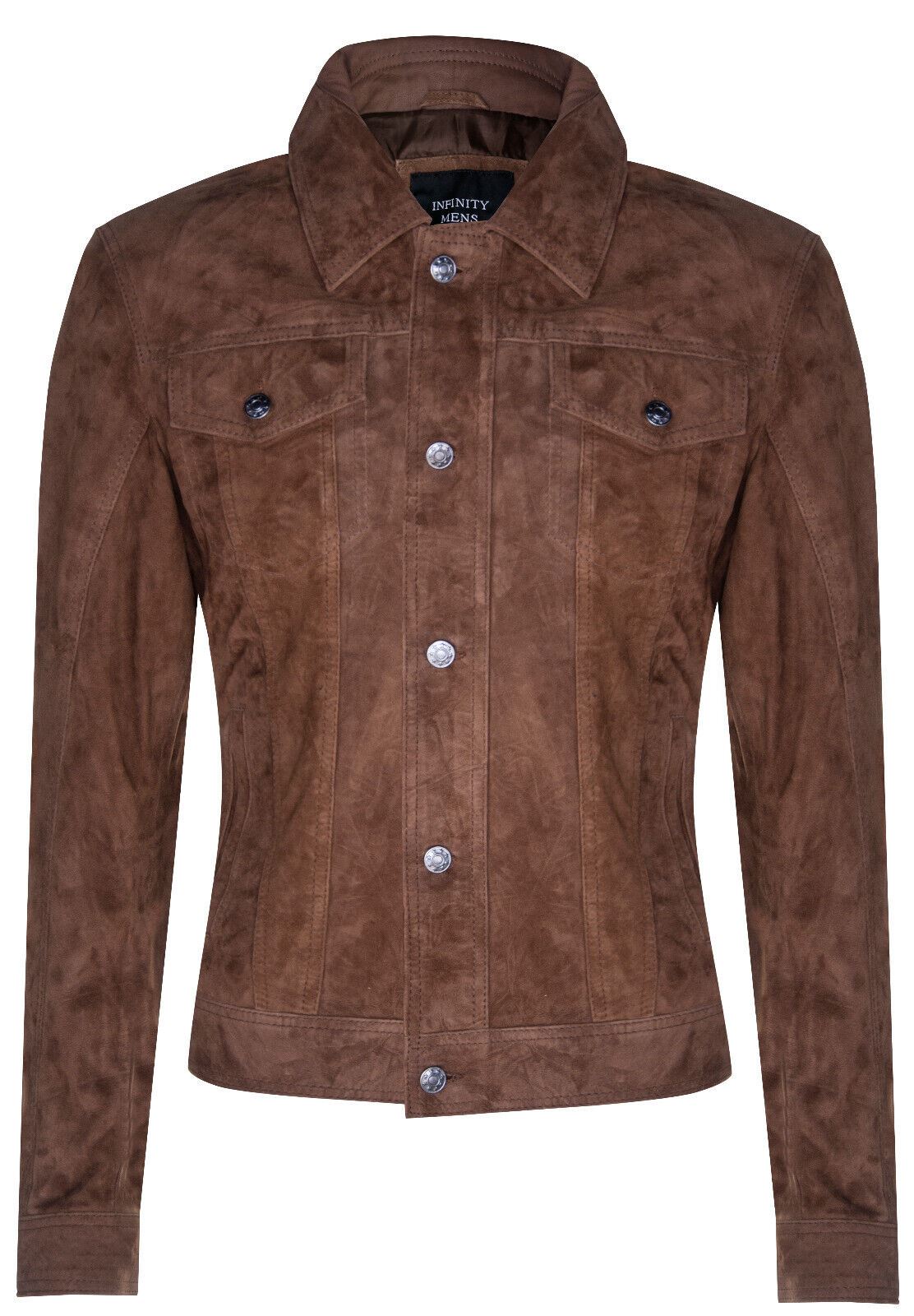 Mens Suede Trucker Shirt Denim Leather Jacket