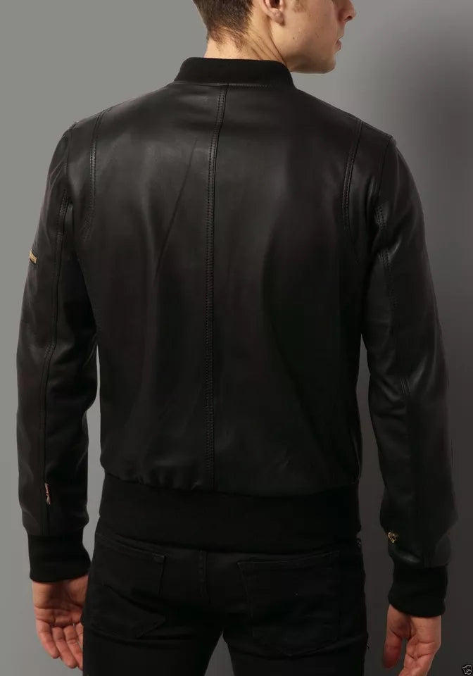Men's Lambskin Leather Motorcycle Biker Jacket