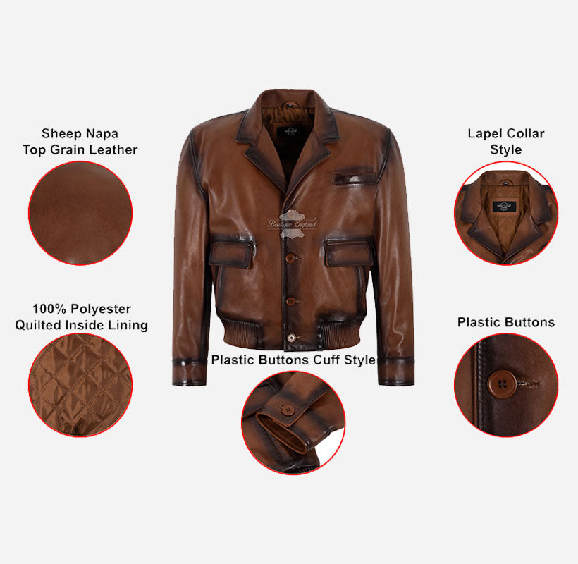 JAXSON 70's Classic Leather Blouson Jacket for Men's