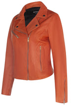 Womens Classic Leather Brando Biker Jacket-Loughton