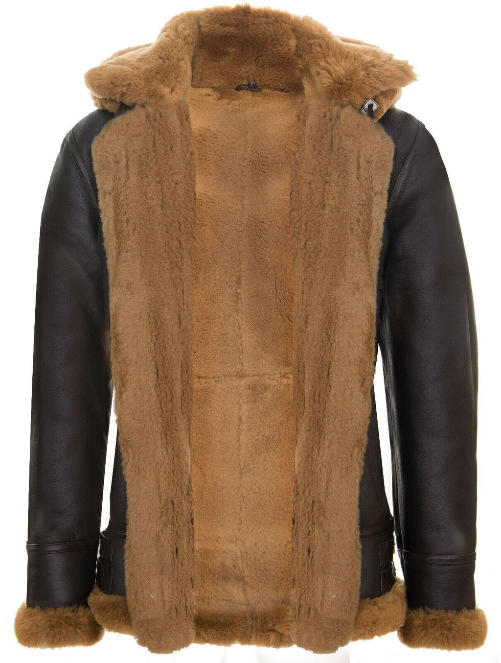 Mens Hooded Sheepskin Leather B3 Flying Jacket-Columbus