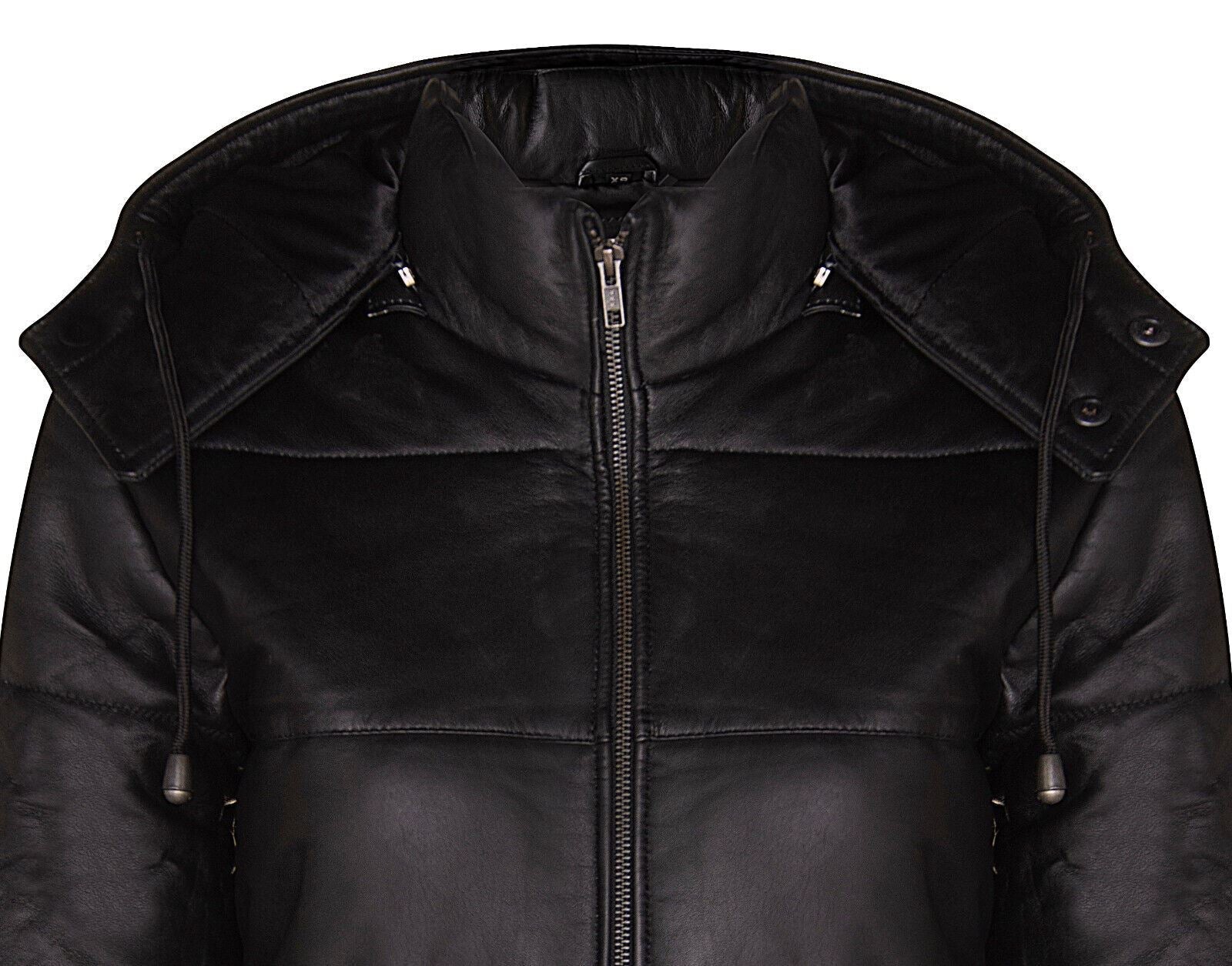 Womens Puffer Leather Bomber Jacket-Ajax