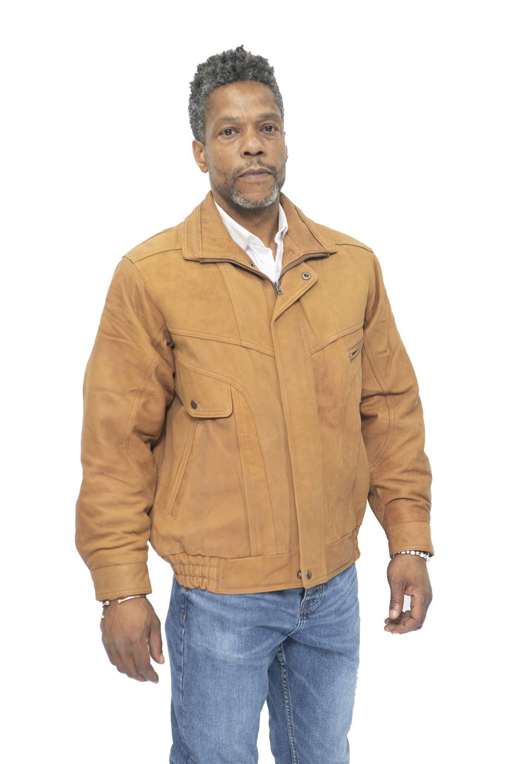 Mens Classic Harrington Bomber Leather Jacket-Minsk