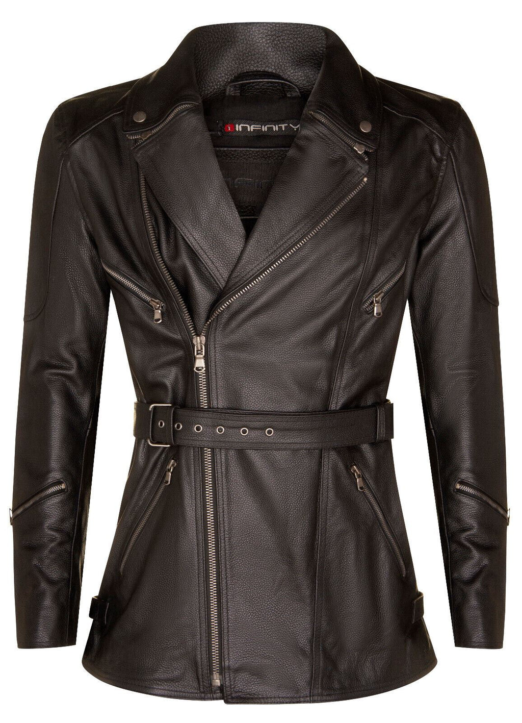 Mens Cross Zip Mid-Length CE Armour Biker Jacket